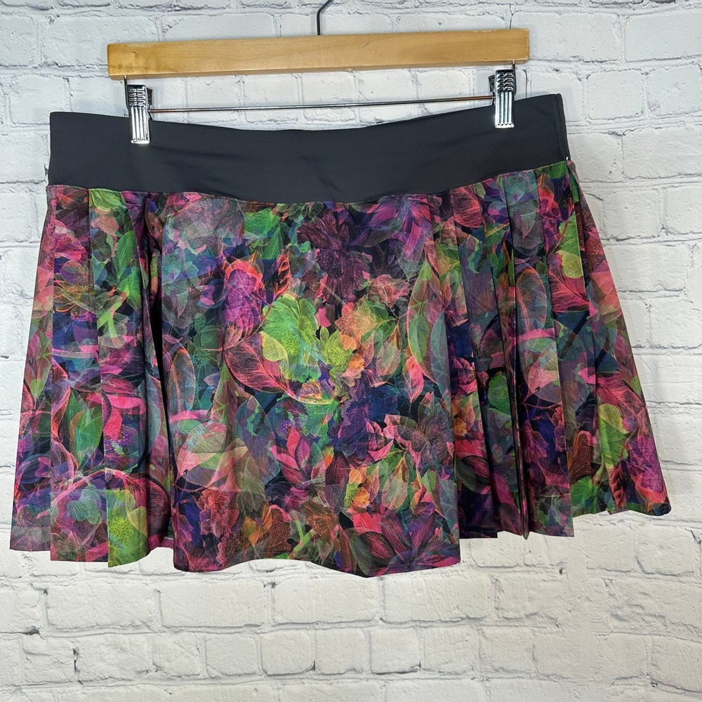 NWOT Lululemon Side Pleat High Rise Skirt Floral Leaf Print Tennis Skort Graphit